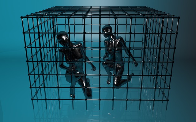 cgi graphig of two people in a cage