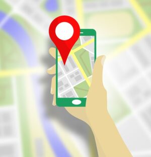 A smartphone with geo location tag